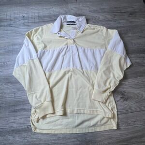 Hunter's Glen Rugby Polo Shirt Women Large Yellow White Colorblock Long Sleeve